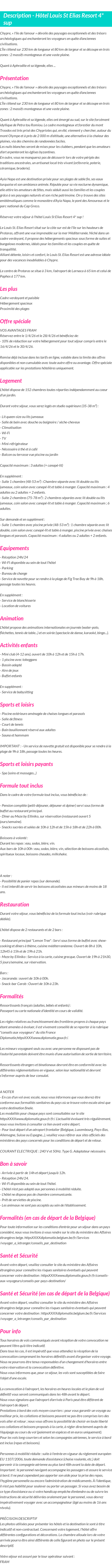 Détails du séjour