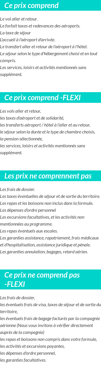 Conditions tarifaires