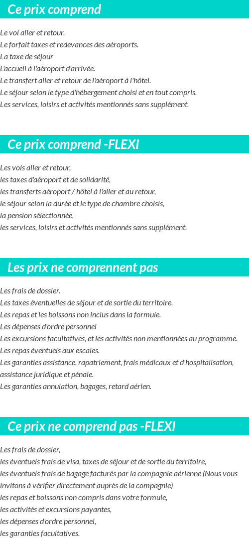 Conditions tarifaires