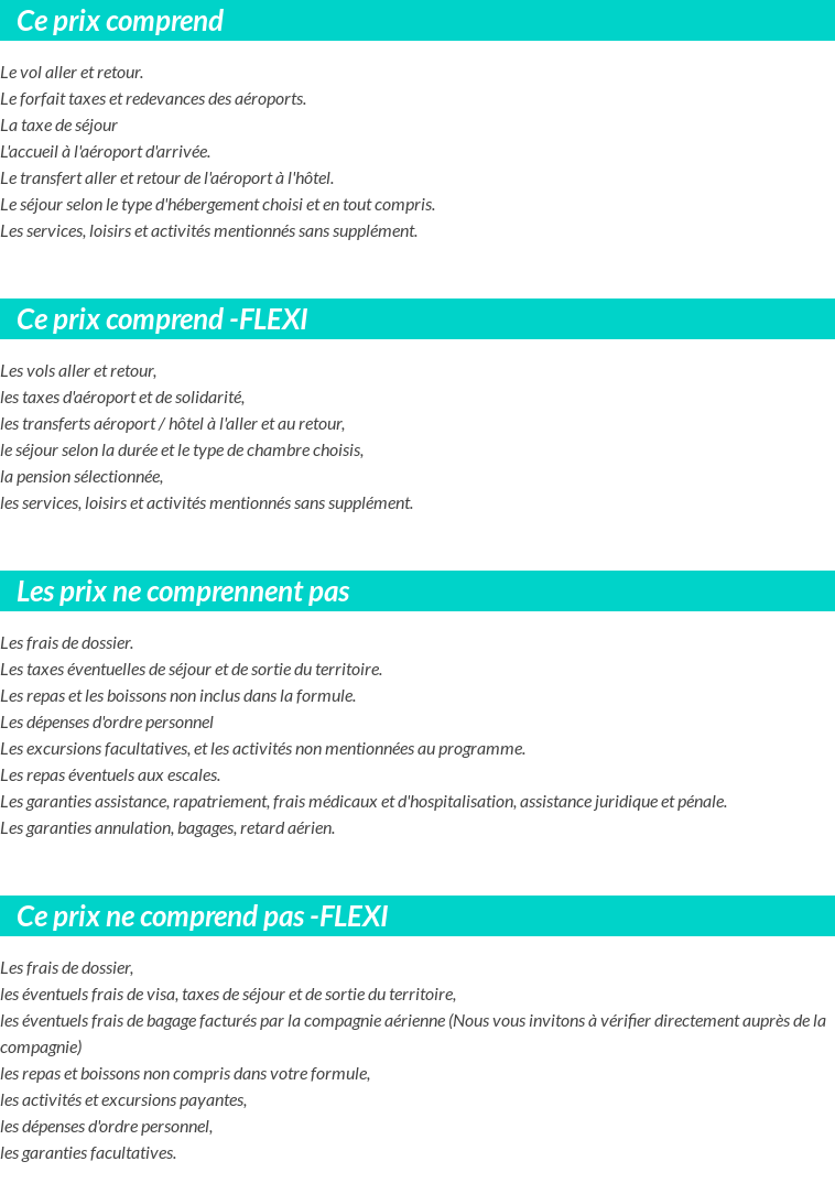 Conditions tarifaires