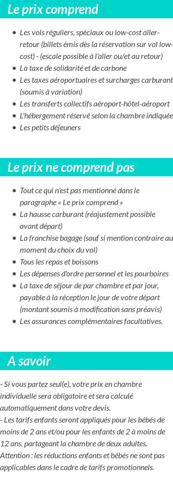 Conditions tarifaires