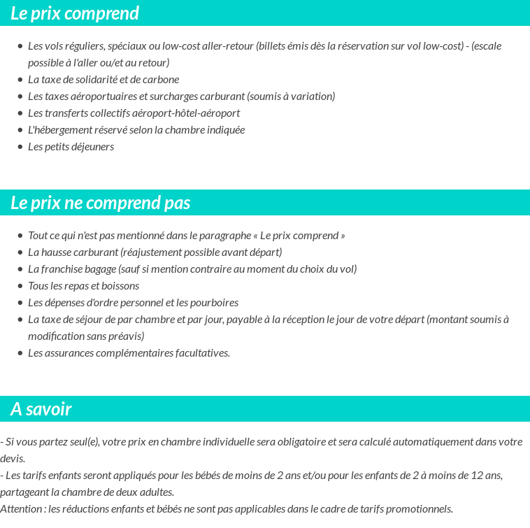 Conditions tarifaires