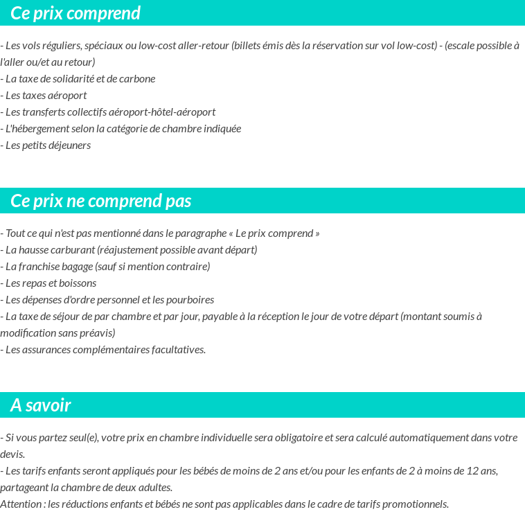 Conditions tarifaires