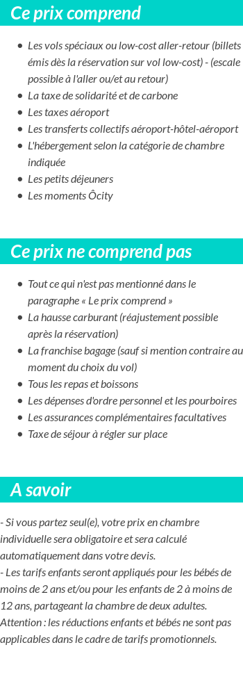 Conditions tarifaires