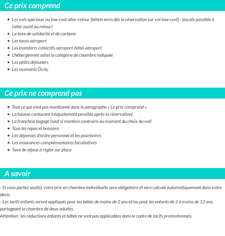 Conditions tarifaires