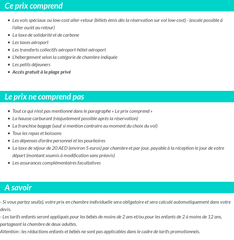 Conditions tarifaires