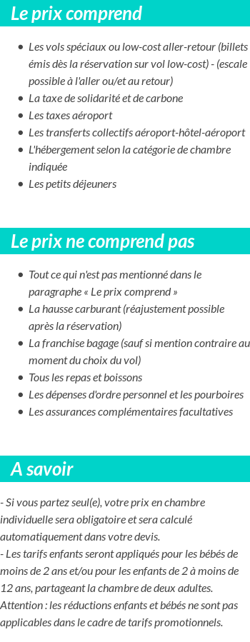 Conditions tarifaires