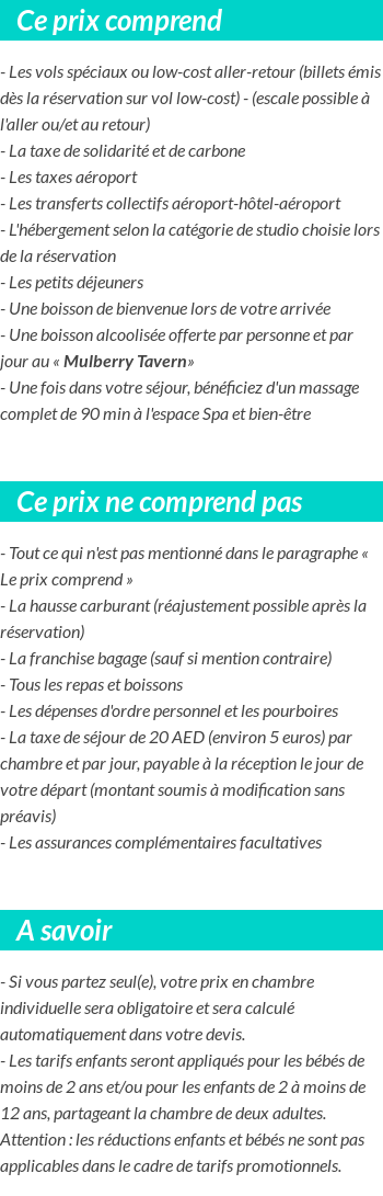 Conditions tarifaires