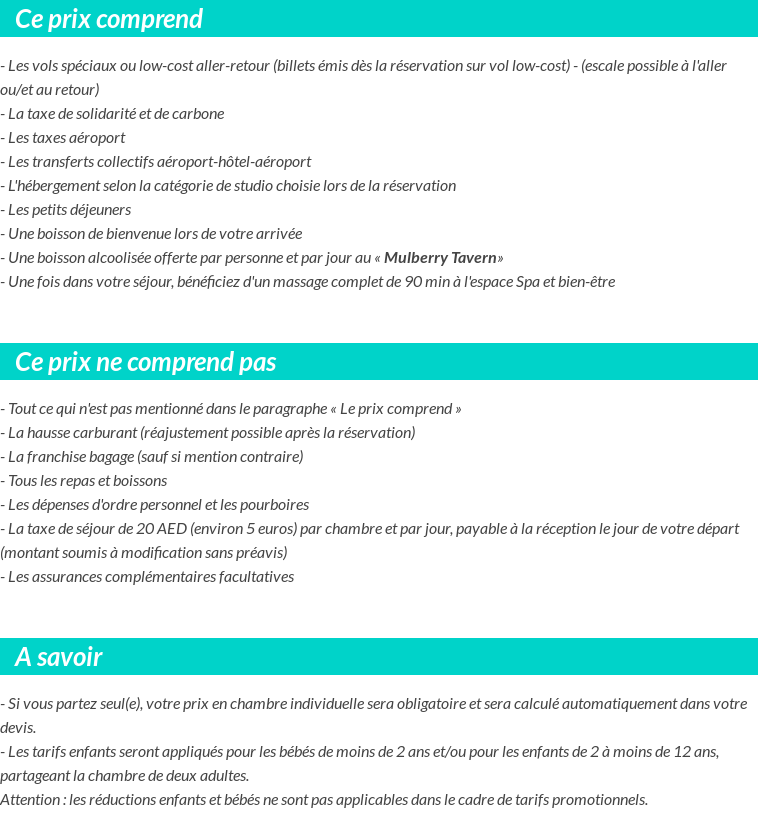 Conditions tarifaires
