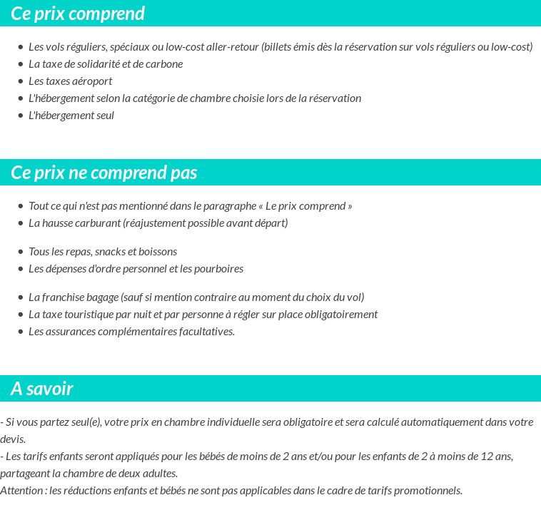 Conditions tarifaires