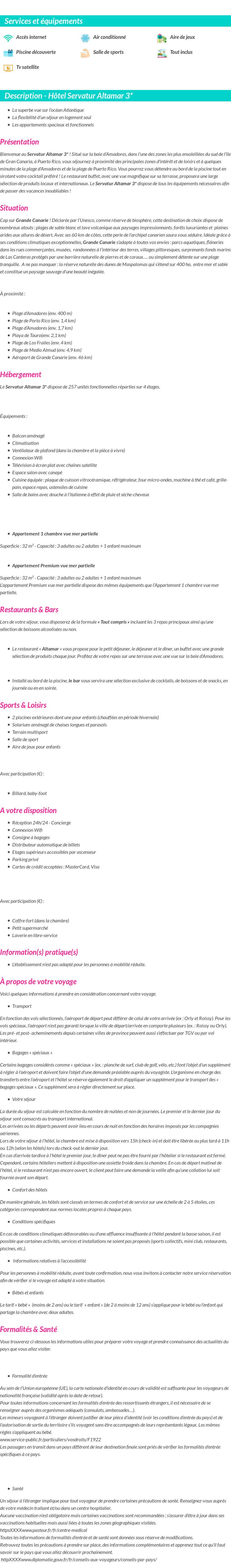 Détails du séjour