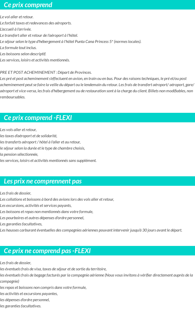 Conditions tarifaires