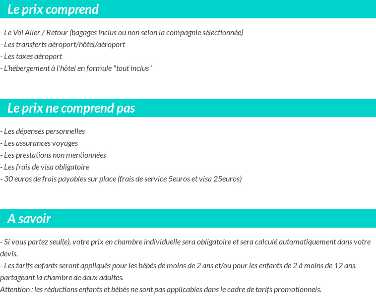 Conditions tarifaires