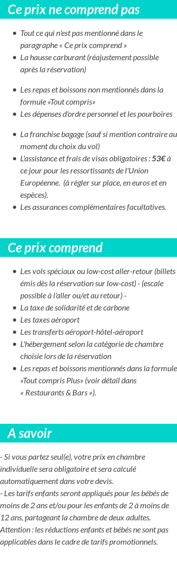 Conditions tarifaires