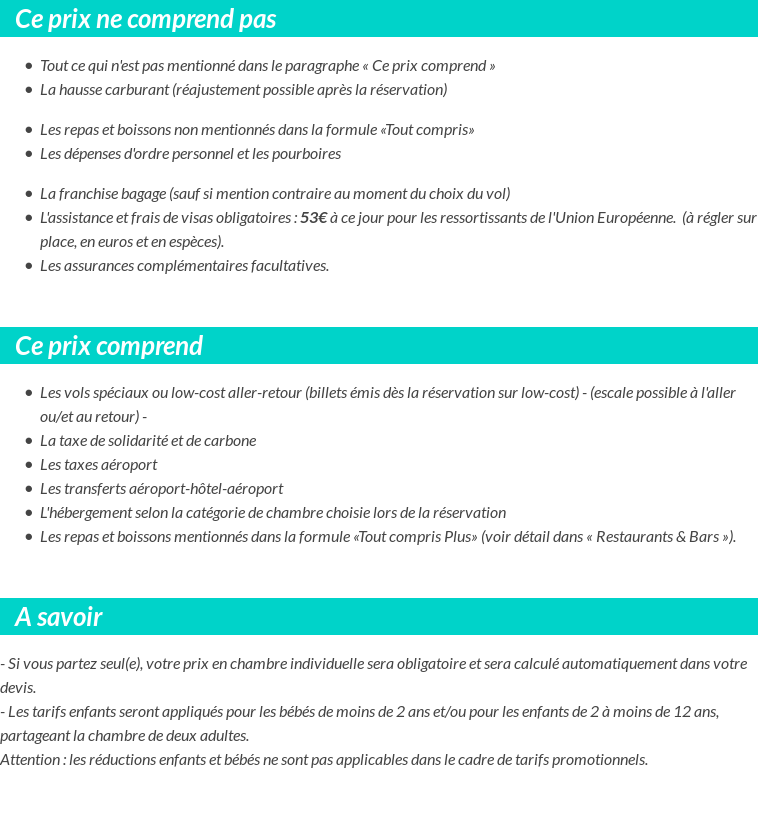 Conditions tarifaires