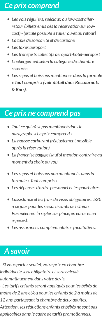 Conditions tarifaires