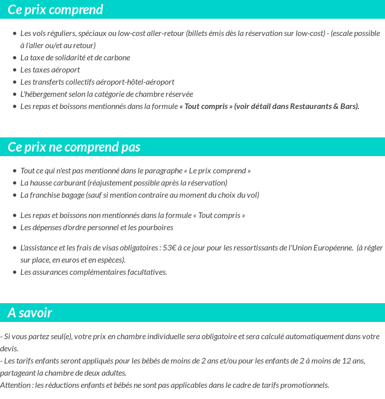 Conditions tarifaires