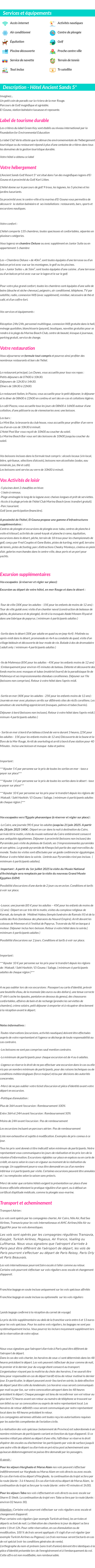 Détails du séjour