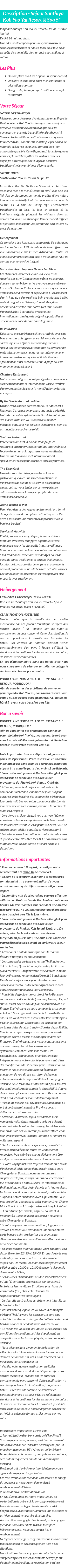 Détails du séjour