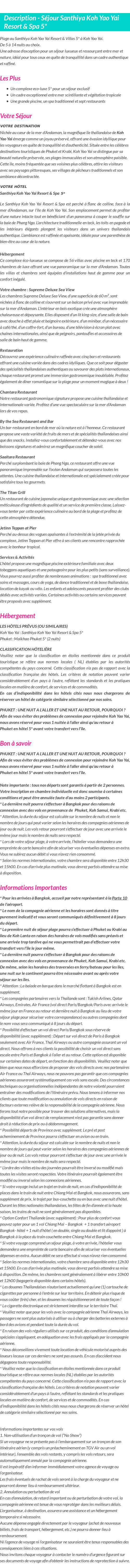 Détails du séjour