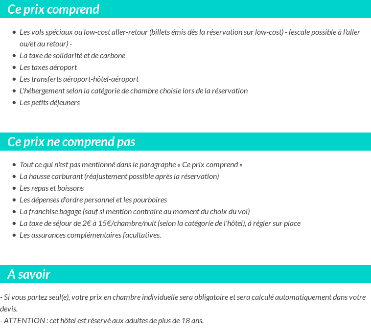 Conditions tarifaires