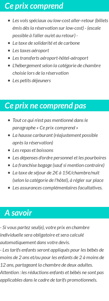 Conditions tarifaires