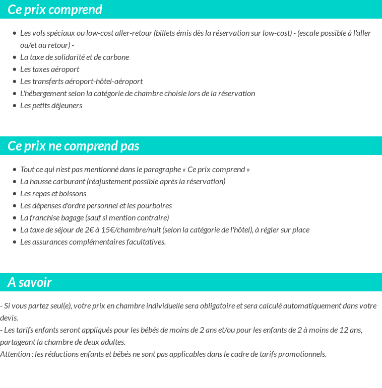 Conditions tarifaires