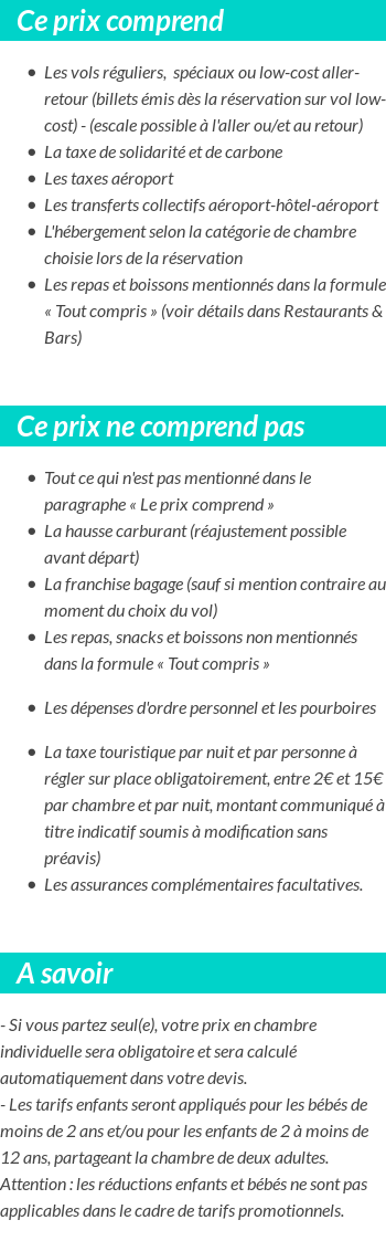 Conditions tarifaires