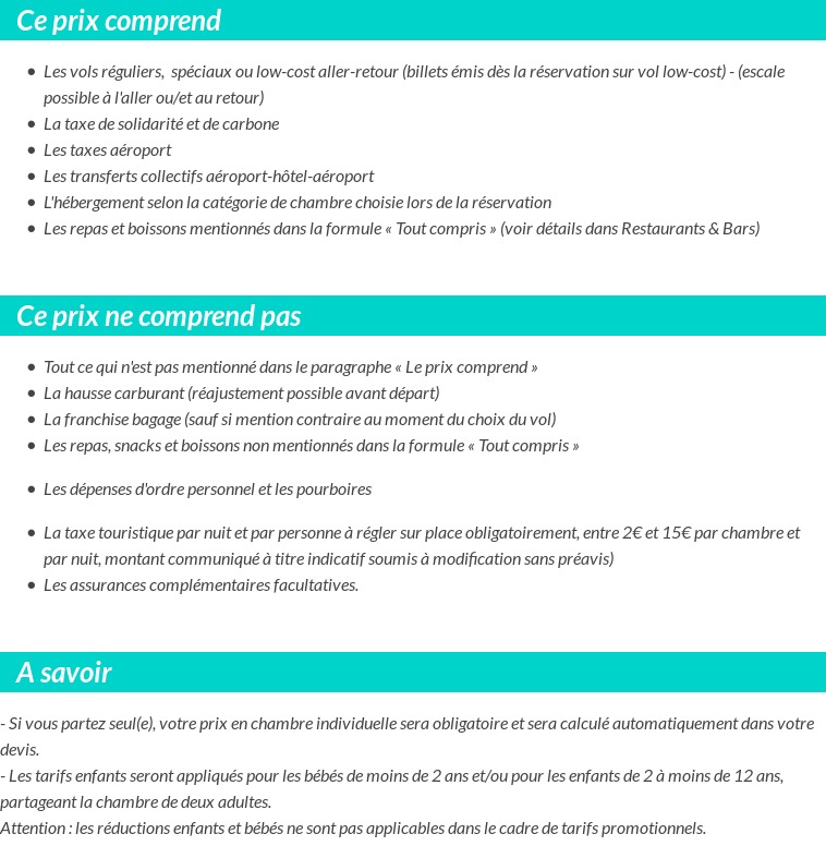 Conditions tarifaires