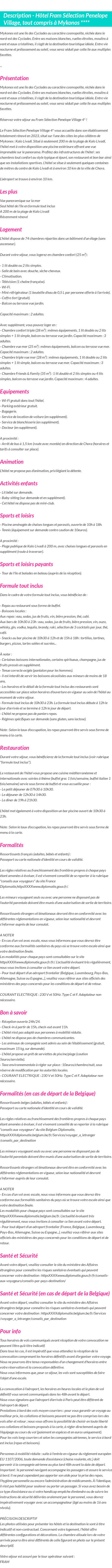 Détails du séjour