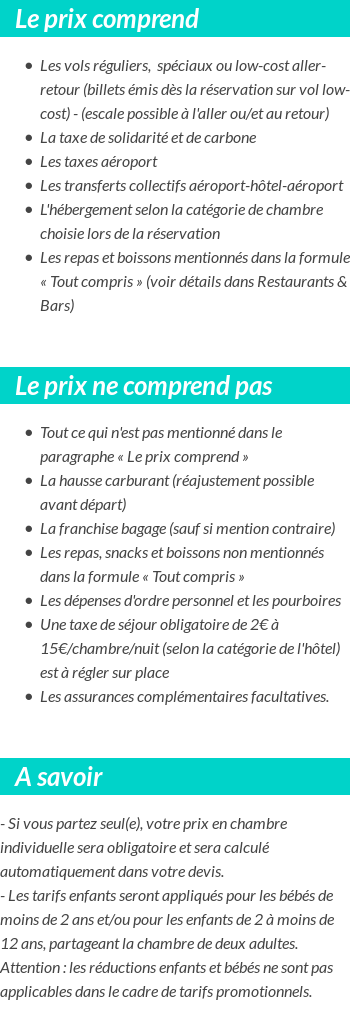 Conditions tarifaires