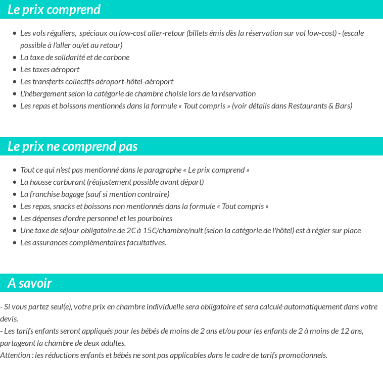 Conditions tarifaires