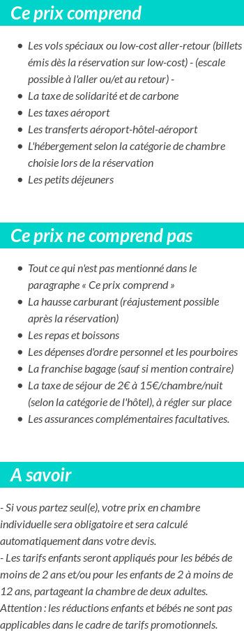 Conditions tarifaires