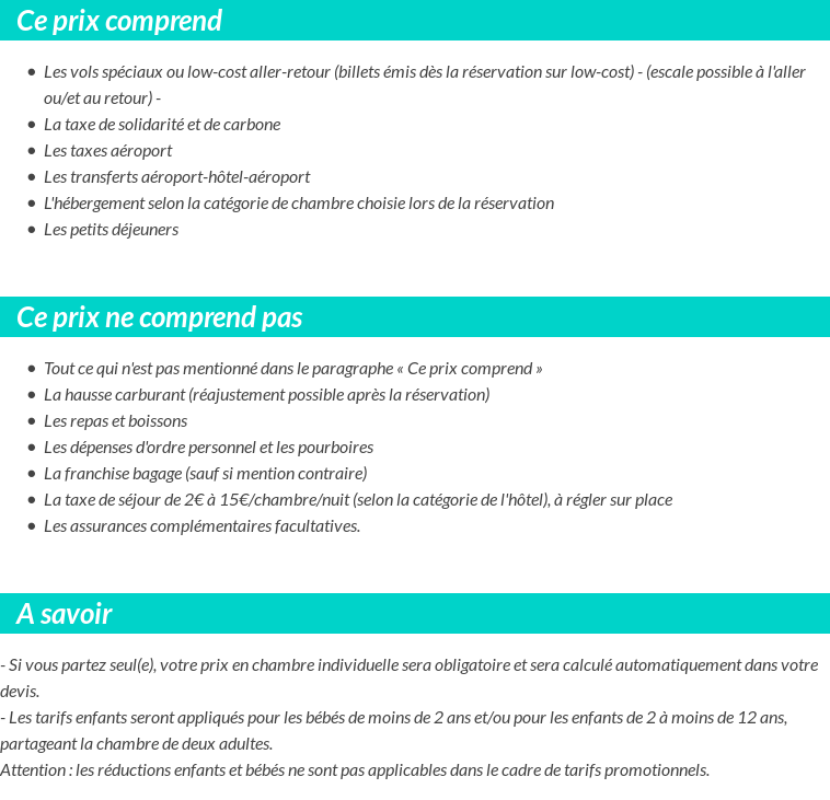 Conditions tarifaires