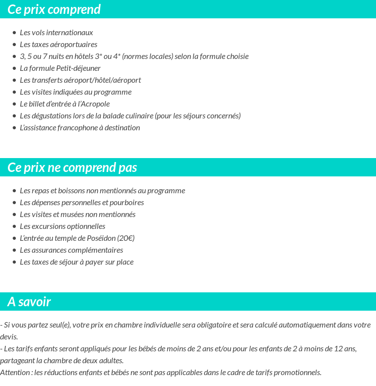 Conditions tarifaires