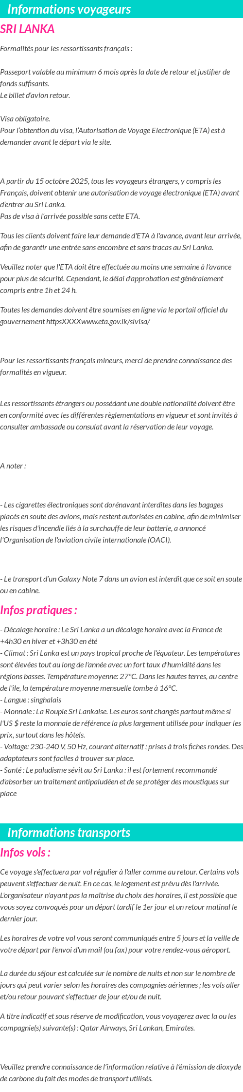 Formalités et infos voyageurs