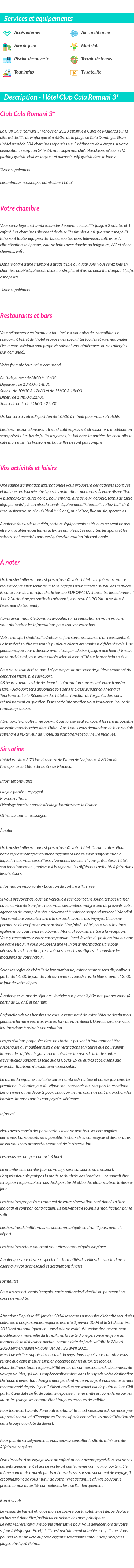 Détails du séjour