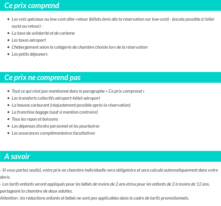 Conditions tarifaires