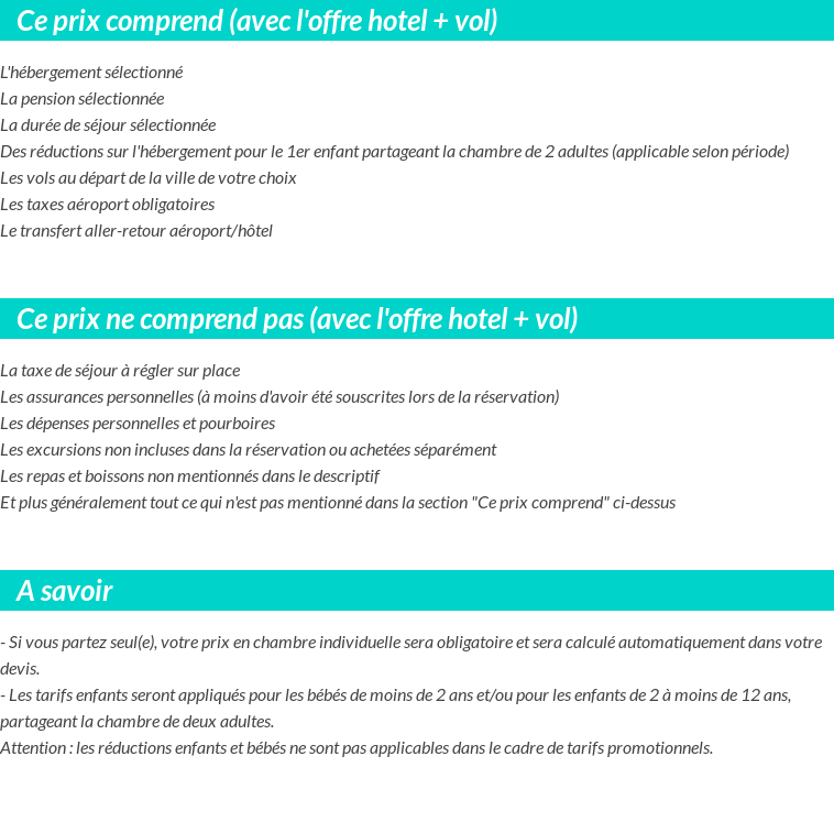 Conditions tarifaires