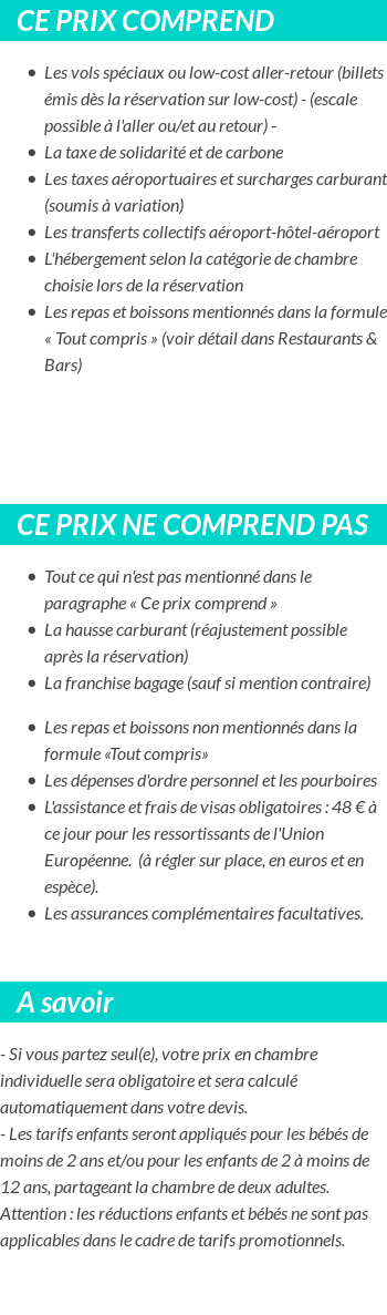 Conditions tarifaires