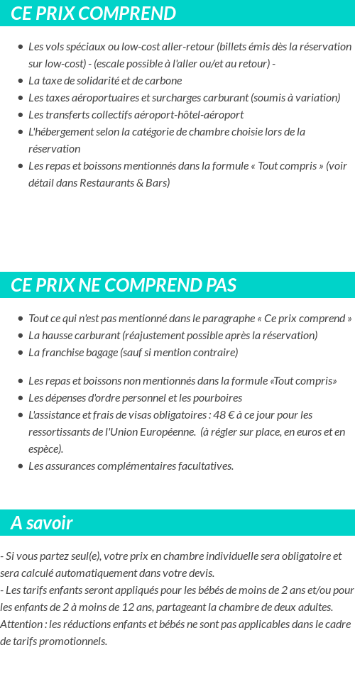 Conditions tarifaires