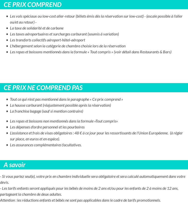 Conditions tarifaires