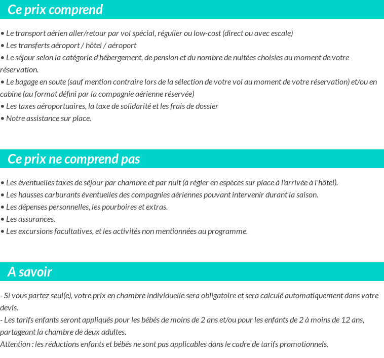 Conditions tarifaires