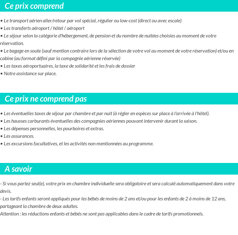 Conditions tarifaires
