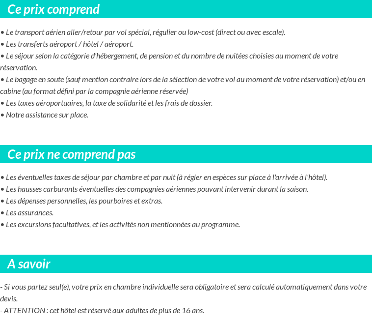 Conditions tarifaires