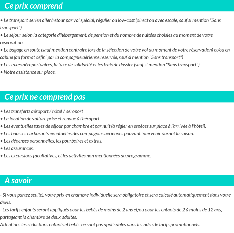 Conditions tarifaires