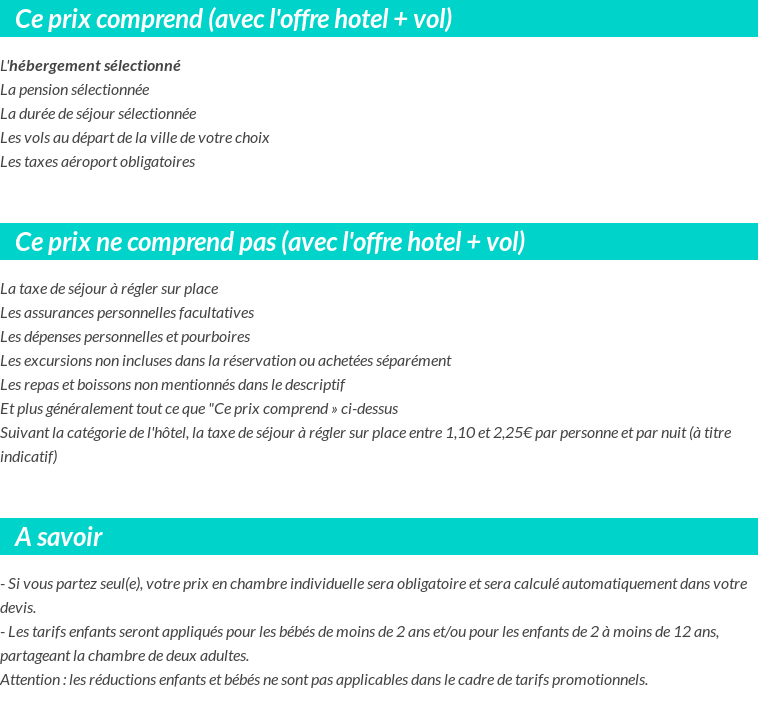 Conditions tarifaires
