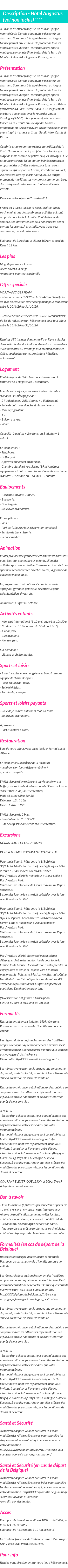 Détails du séjour