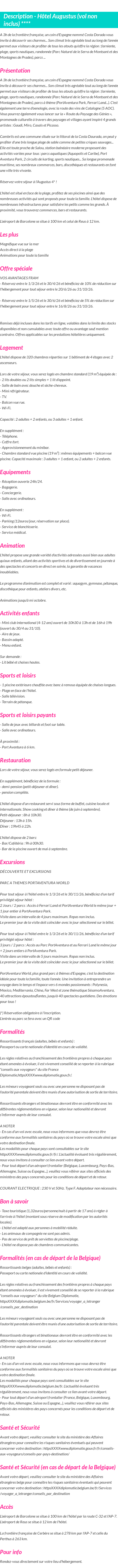 Détails du séjour