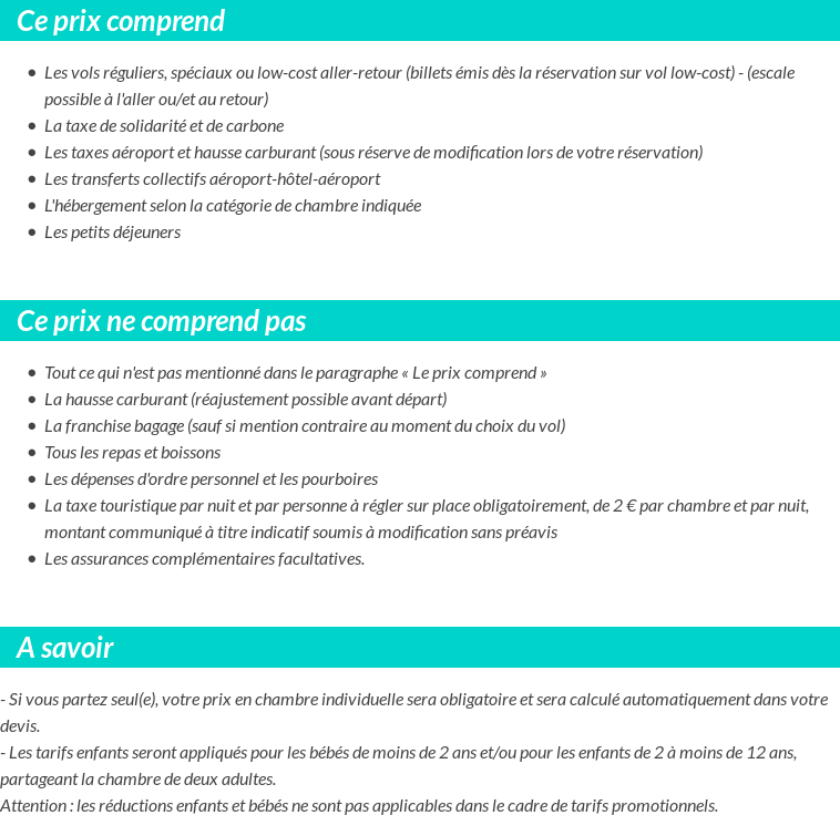 Conditions tarifaires